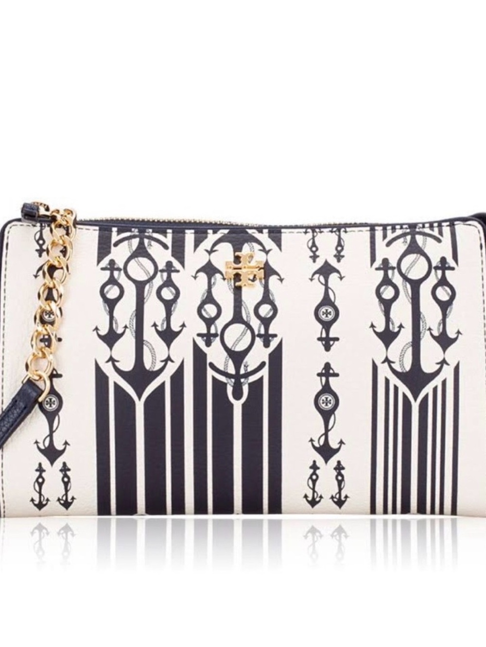 Tory Burch Carter Slim Crossbody Seafaring Nautical stripe Bag Purse